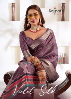 Rajpath violet silk surat textile market sarees  - wholesale export